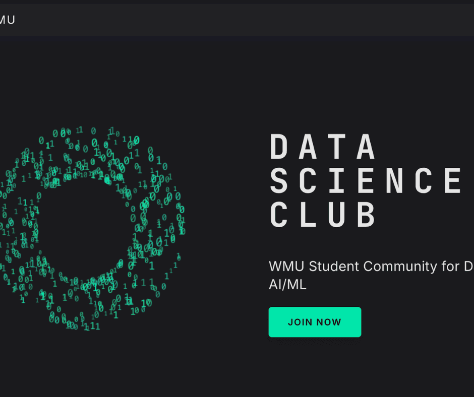 Image of Data Science Club Website landing page.